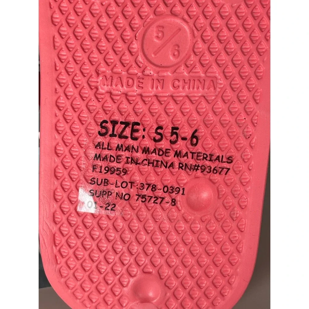 Okie Dokie Toddler Girls Coral Splash Slide Sandals Pink Abstract Size 5-6 NEW